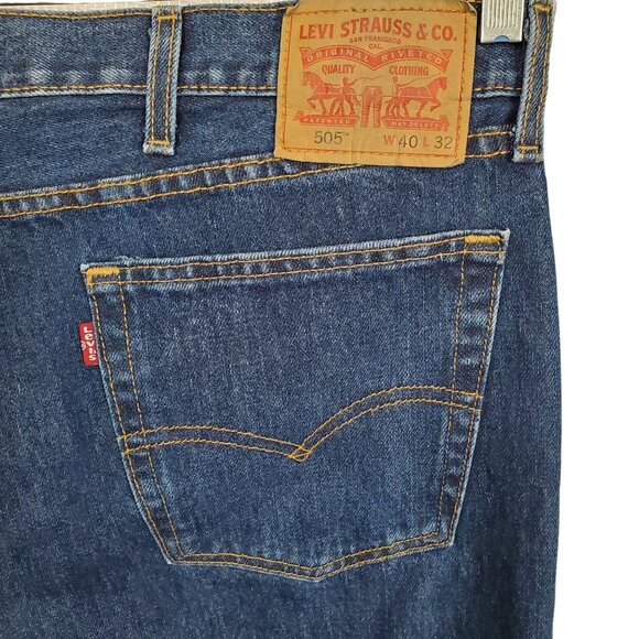 Levis 505 Mens Size W40 L32 Jeans Denim 100% Cotton Straight Leg Pockets Blue - Picture 9 of 9